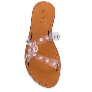 SCHUTZ Cathryn Slide Sandal Clear Rhinestone Crystal Bling New in Box Size 8.5